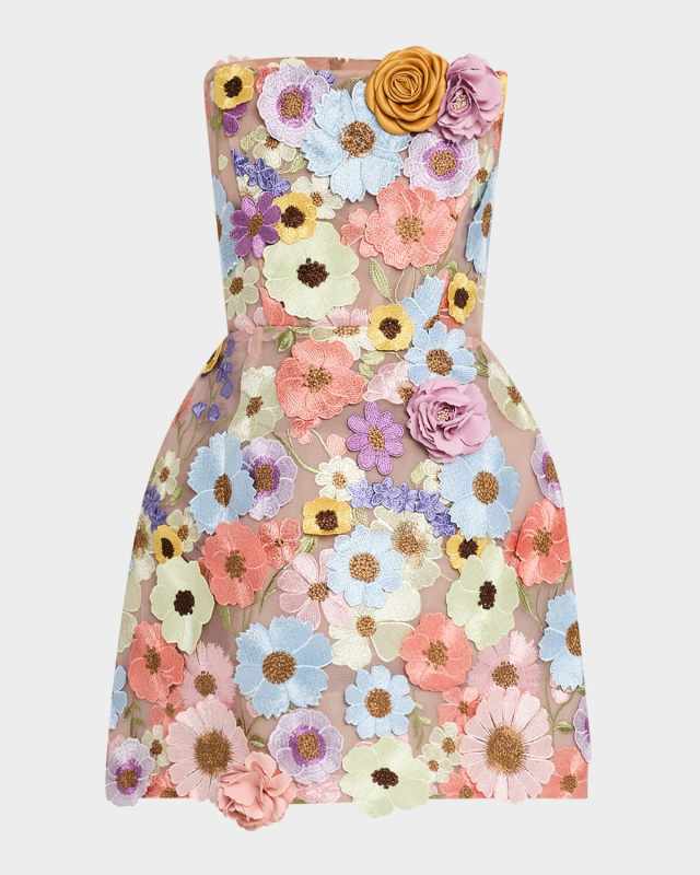 Bouquet Maraya Floral Applique Mini Dress